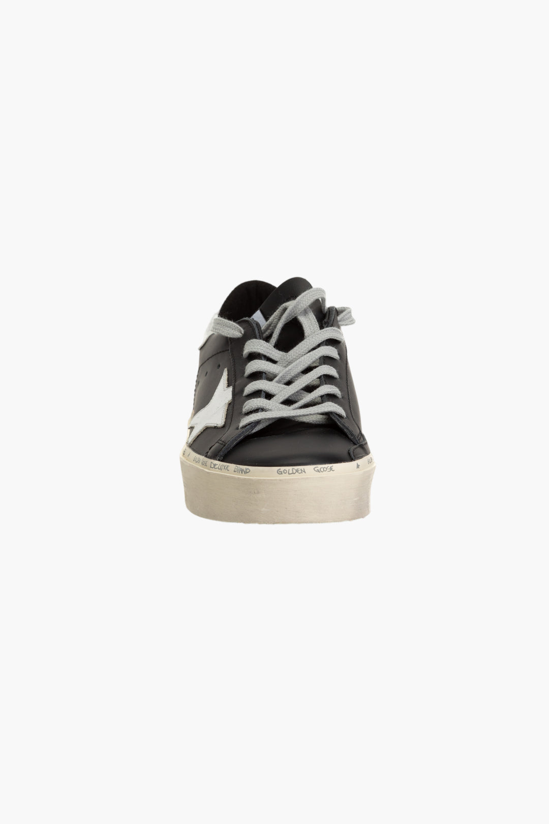 Golden Goose Black Leather Distressed Sneakers with Star Patch - Made in Italy