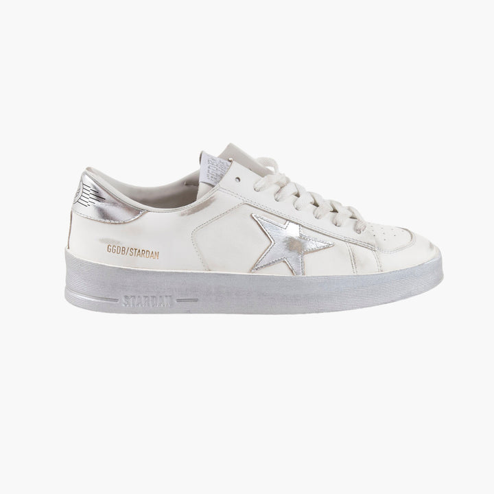 Golden Goose White Sneakers with Silver Star and Heel Detail Made in Italy