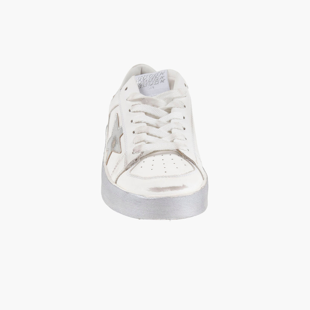 Golden Goose White Sneakers with Silver Star and Heel Detail Made in Italy