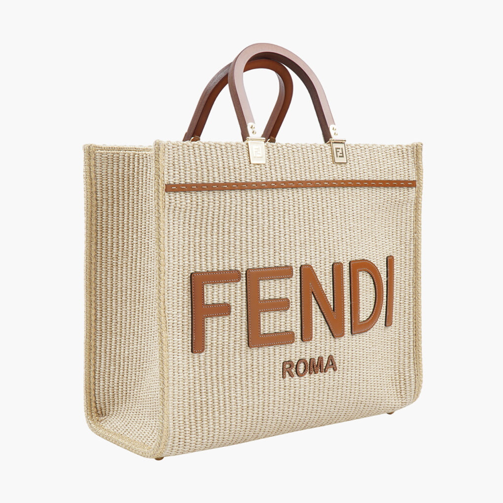 Fendi Beige-Brown Luxury Handbag with Iconic Logo - Made in Italy