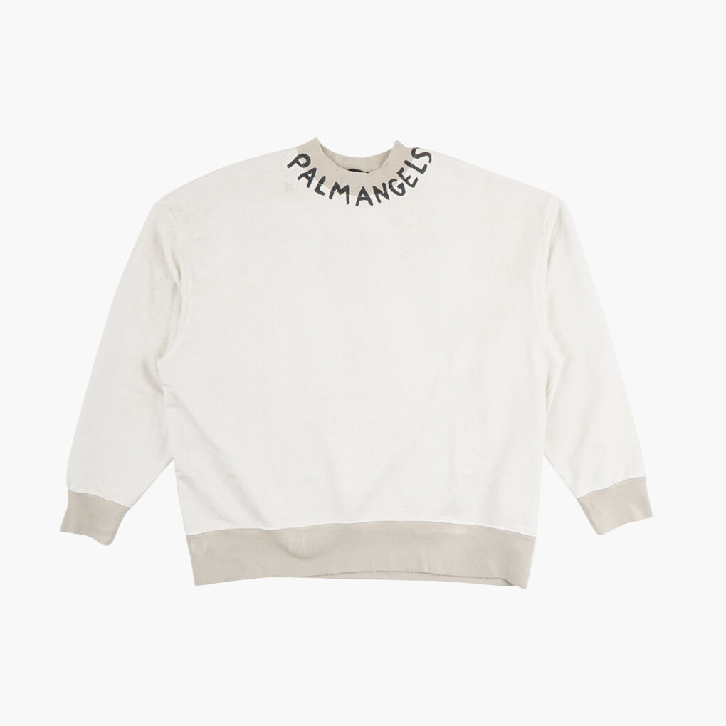 Palm Angels Beige-Black Sweater with Bold Neckline Branding