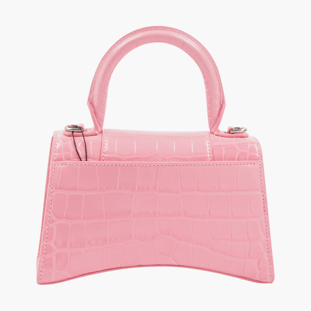 Balenciaga Pink Bag with Croc-Embossed Texture and 'B' Logo Clasp - Made in Italy