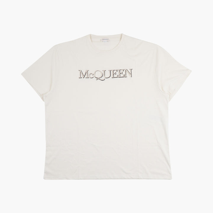 Alexander McQueen White T-shirts and Polos with Iconic Logo - Made in Italy