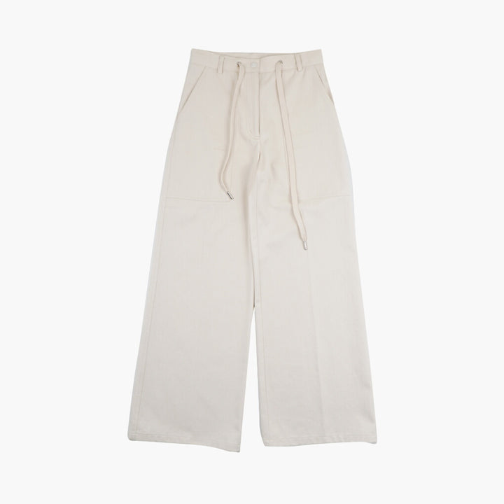 Moncler White Trousers with Drawstring Waist - Stylish and Versatile Fashion Pants