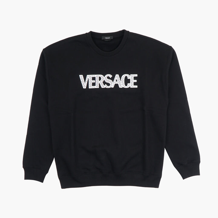 Versace Black Sweater with Iconic Logo - Made in Italy