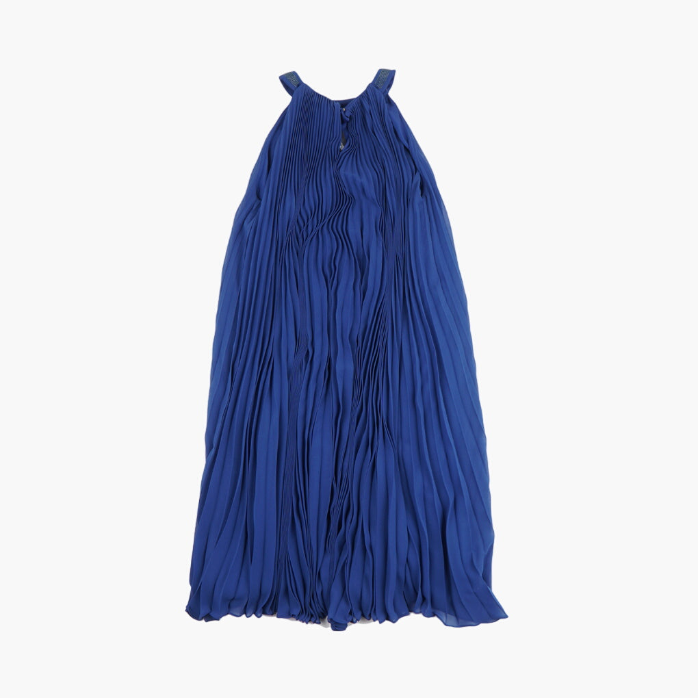 Max Mara Elegante Abito Blu con Dettaglio Plissettato