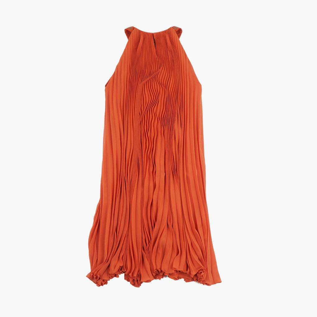 Max Mara Orange Dress with Elegant Pleating - Perfect for Special Events