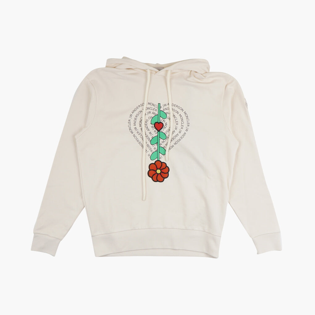 Moncler Ivory-Multi Floral Design Sweater with Adjustable Hood