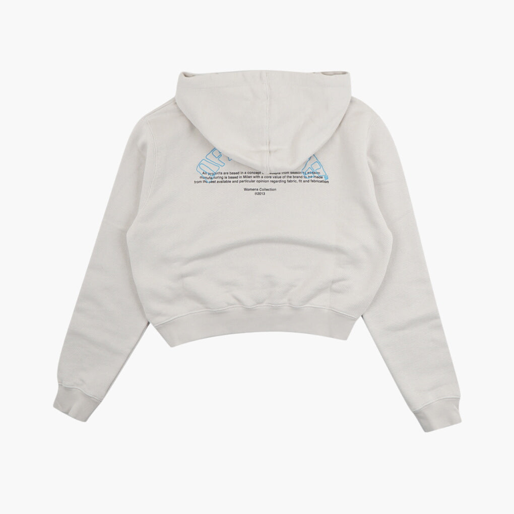 Off-White Beige Hooded Sweater with Subtle Branding Detail