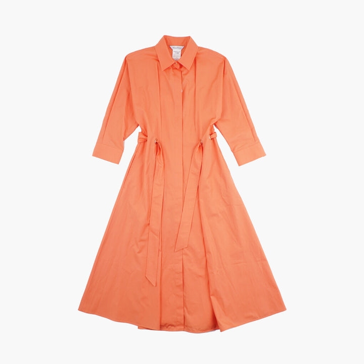 Max Mara Orange Dress with Classic Shirt Collar and Mid-Length Sleeves