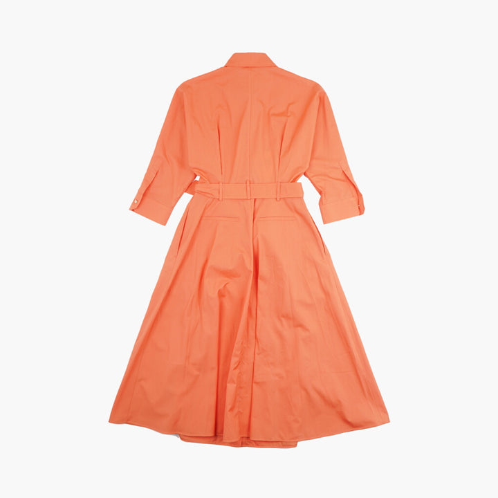 Max Mara Orange Dress with Classic Shirt Collar and Mid-Length Sleeves