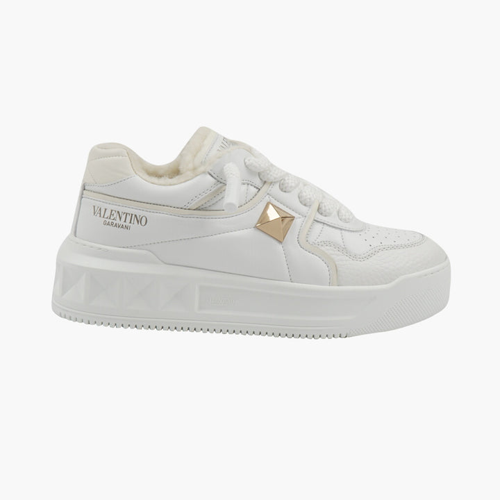 Valentino White-Gold Sneakers - Made in Italy, Premium Materials, Elegant Design