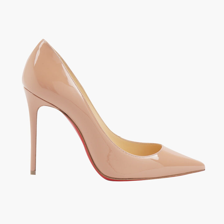 Christian Louboutin Nude Patent Leather Heels with Iconic Red Sole