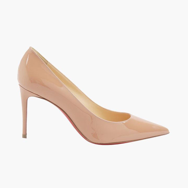 Christian Louboutin Nude Patent Leather Heels with Iconic Red Sole