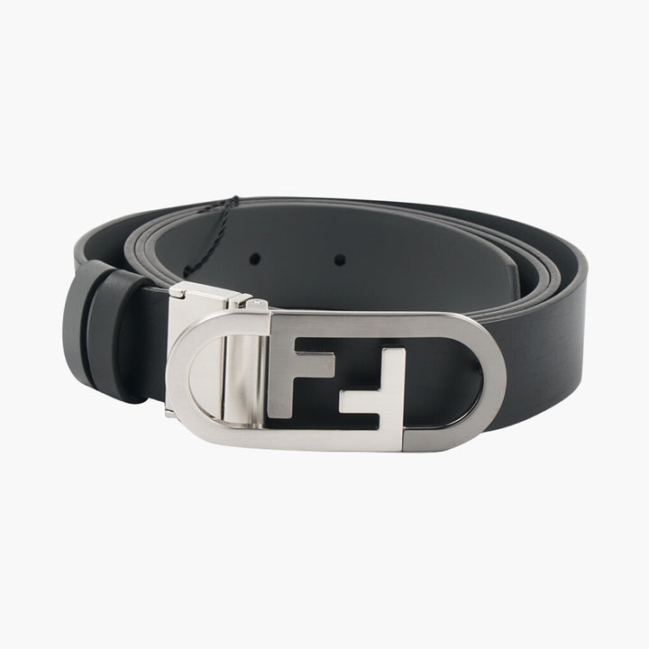 Fendi Belts - Black-Grey with Iconic Logo Buckle, Made in Italy