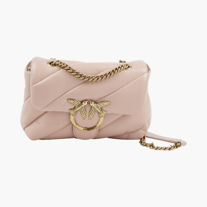 Pinko Love Birds Quilted Bag in Pink-Gold with Chain Strap