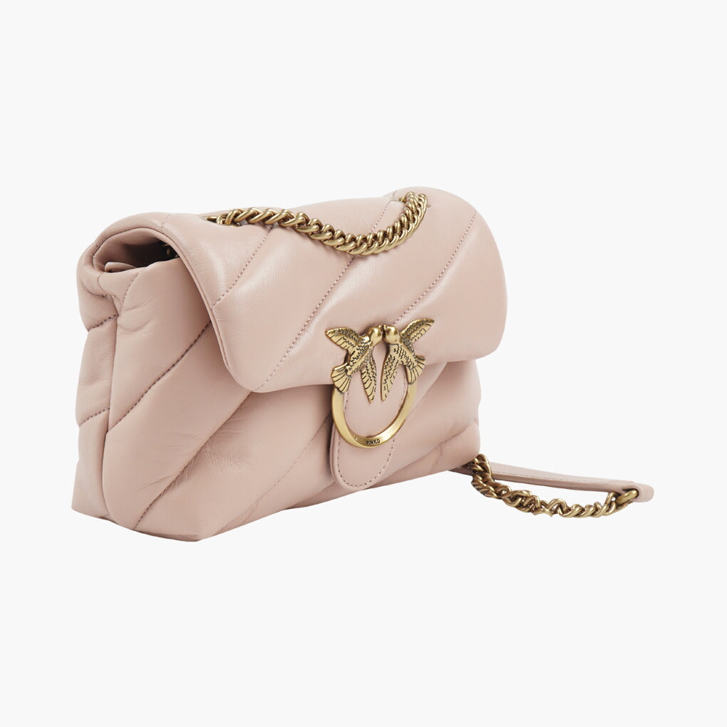 Pinko Love Birds Quilted Bag in Pink-Gold with Chain Strap