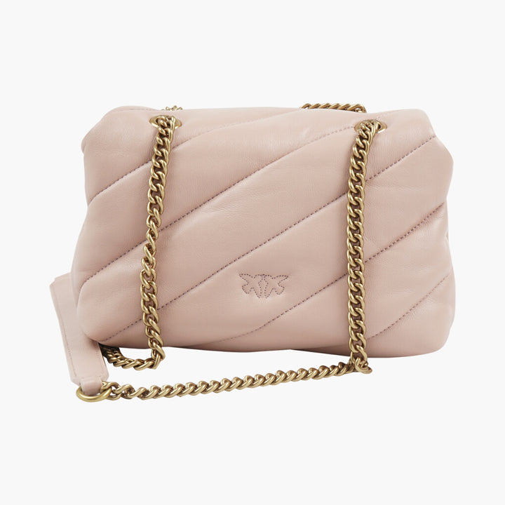 Pinko Love Birds Quilted Bag in Pink-Gold with Chain Strap