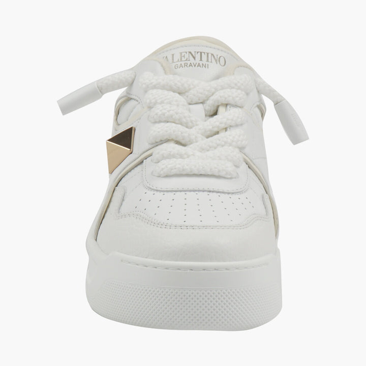 Valentino White-Gold Sneakers - Made in Italy, Premium Materials, Elegant Design