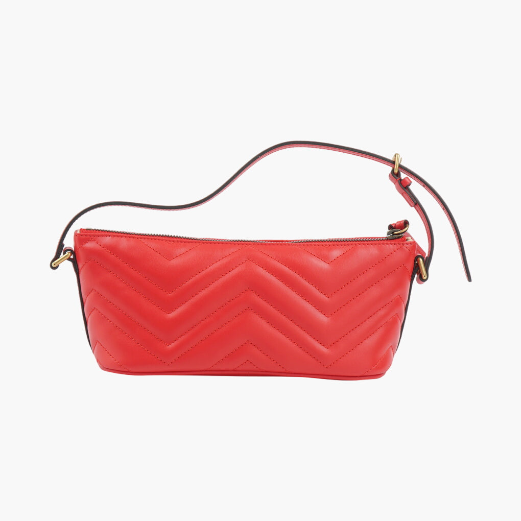 Borsa Gucci in pelle trapuntata a zig zag rossa con finiture dorate