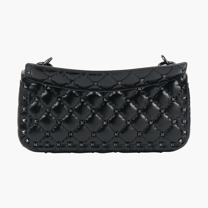 Valentino Bags Black Quilted Leather Bag with Stud Accents