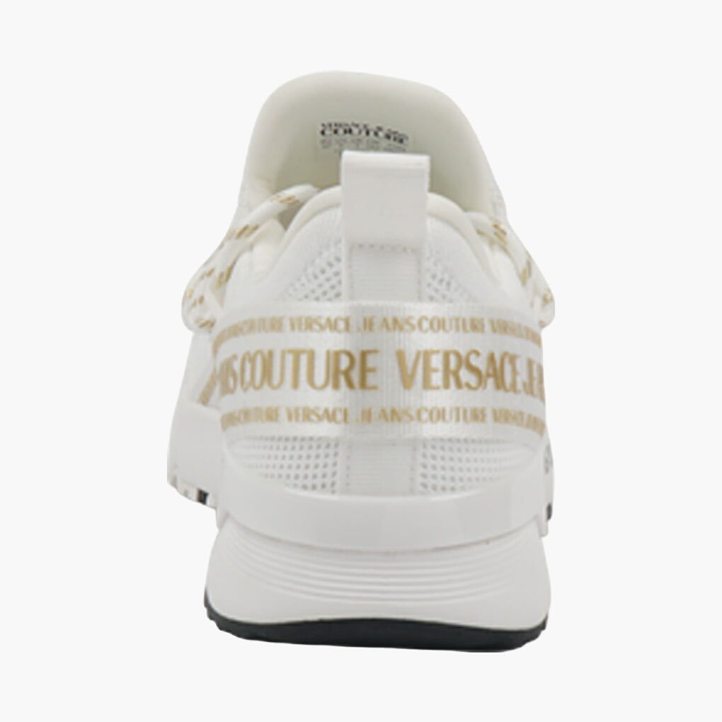 Versace Stylish White-Gold Sneakers