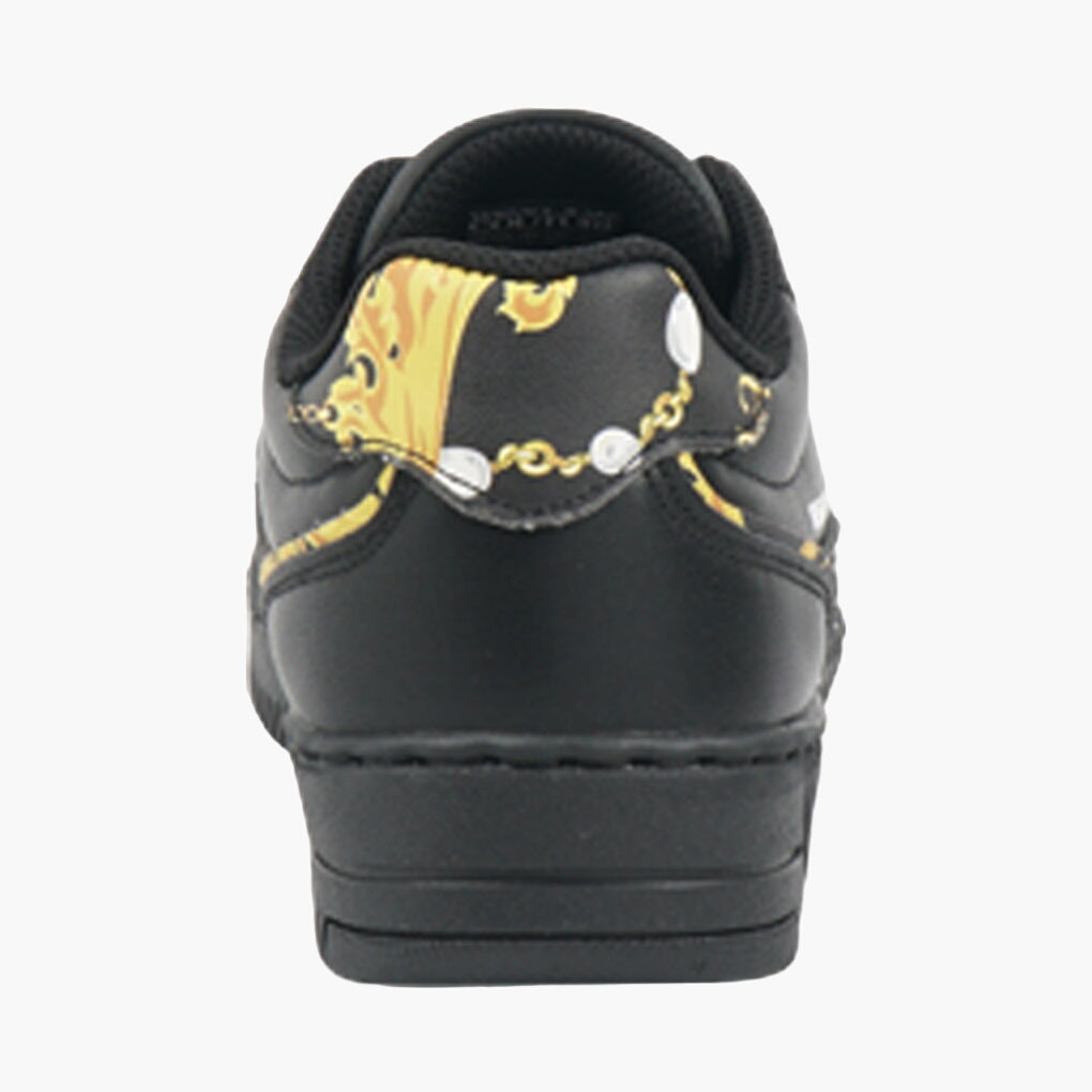 Versace Black-Gold Sneakers with Floral Accents - Luxury Footwear Made in Italy