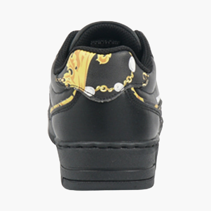 Sneakers Versace nere e dorate con dettagli floreali - Calzature di lusso Made in Italy