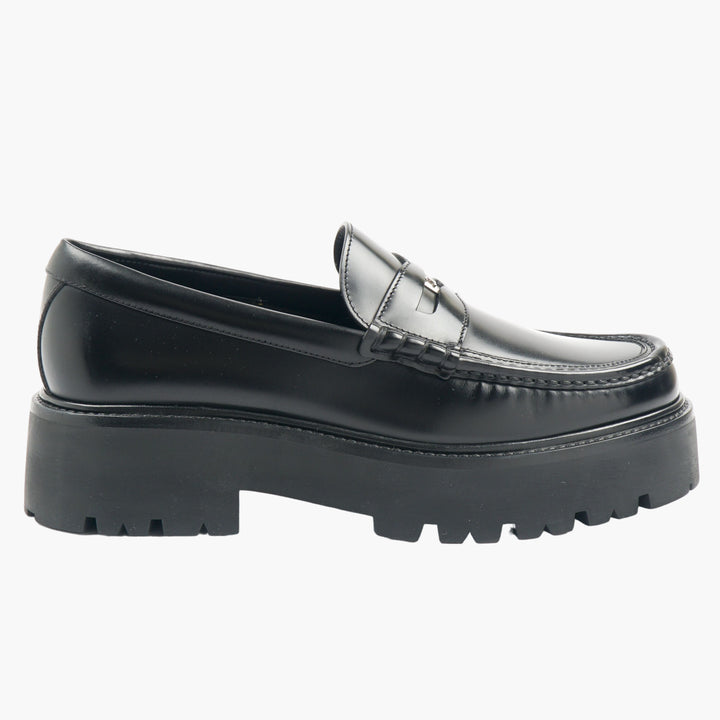 Céline Black Leather Penny Loafers with Chunky Sole - Made in Italy