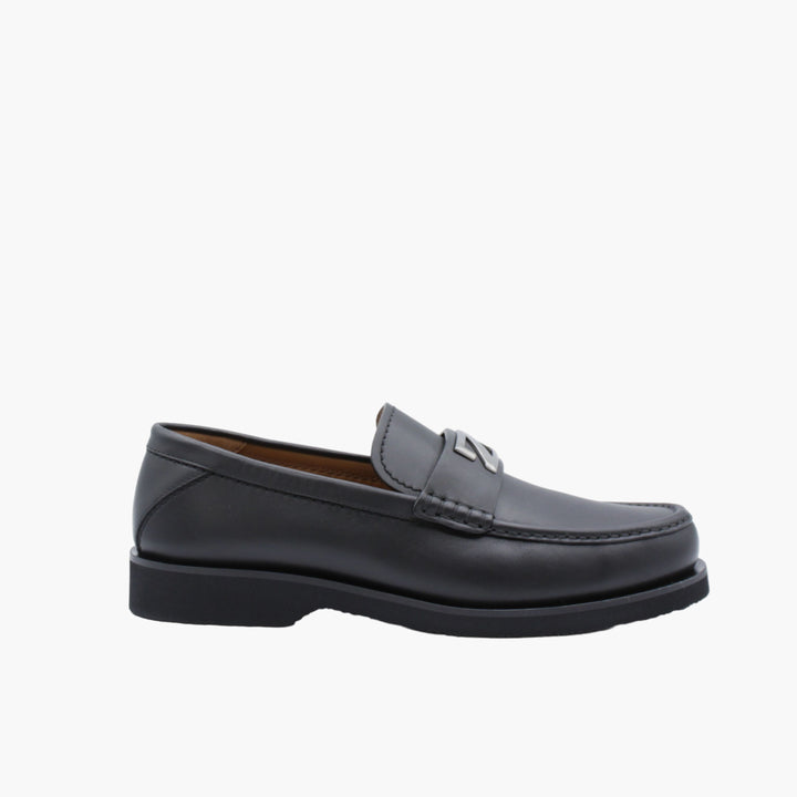 Ermenegildo Zegna Black Leather Flat Shoes for Men - Made in Italy