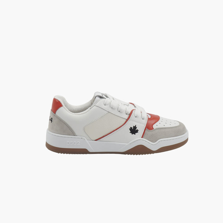 DSQUARED2 Stylish White-Red Sneakers with Iconic Maple Leaf Design