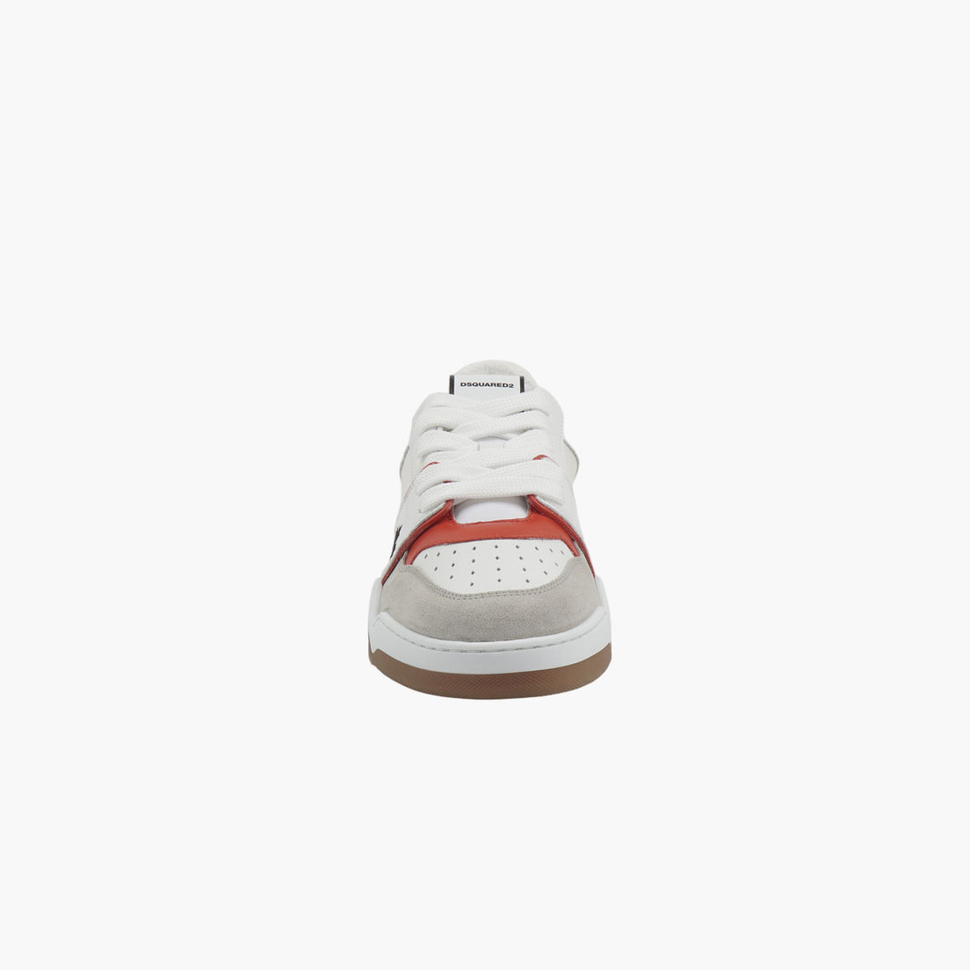 DSQUARED2 Stylish White-Red Sneakers with Iconic Maple Leaf Design