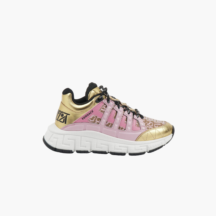 Versace Gold-Pink Luxury Sneakers with Bold Branding, Made in Italy