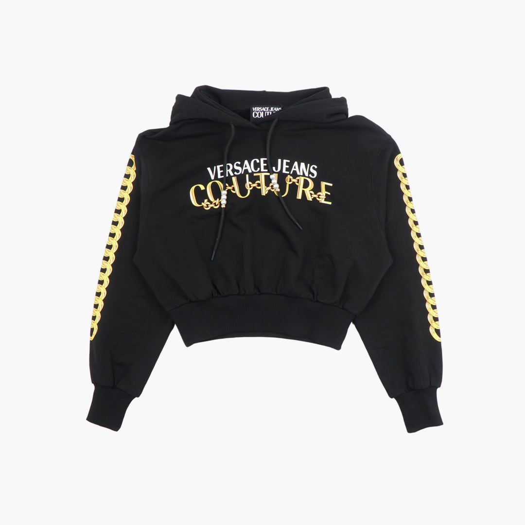 Versace Jeans Couture Black-Yellow Hoodie with Logo