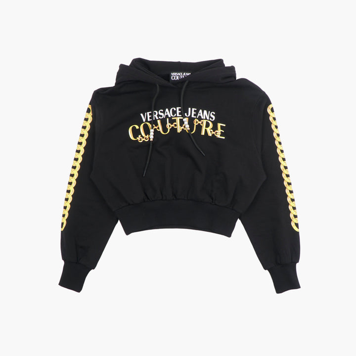 Versace Jeans Couture Chain Logo Cropped Hoodie