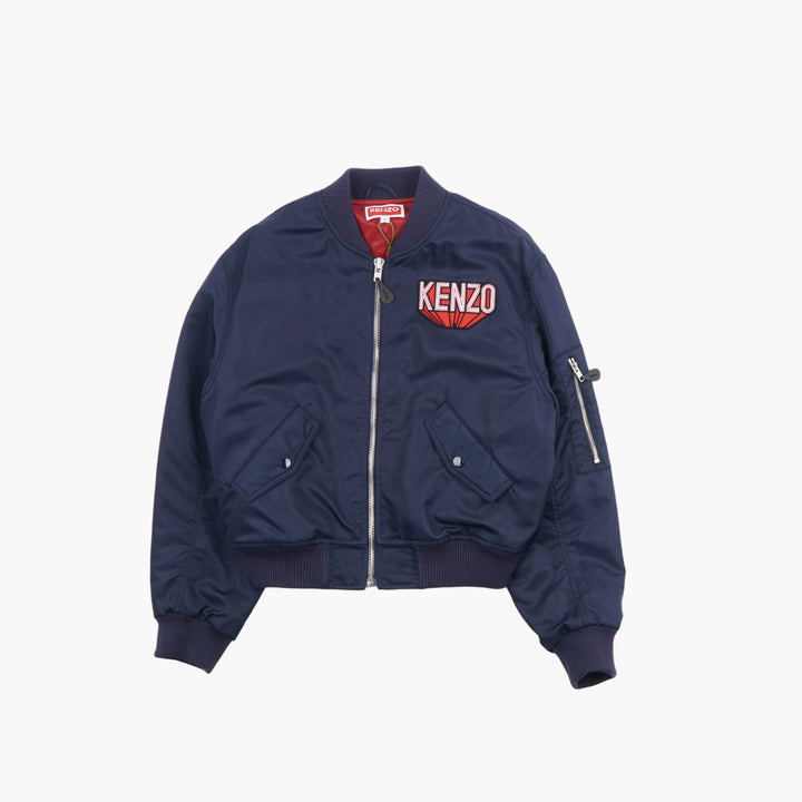 KENZO Navy Multi Bomber Jacket with Bold Logo Detailing