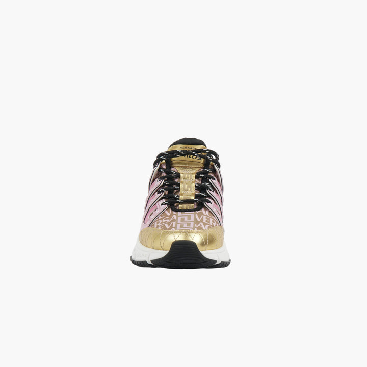 Versace Gold-Pink Luxury Sneakers with Bold Branding, Made in Italy