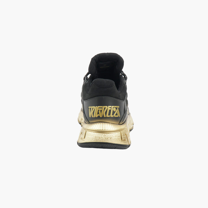 VERSACE Black-Gold Sneakers with Greek Key Pattern