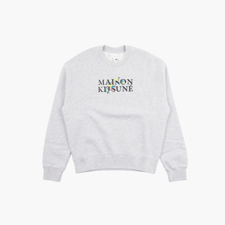 Felpa grigia-multicolore Maison Kitsuné con dettagli logo