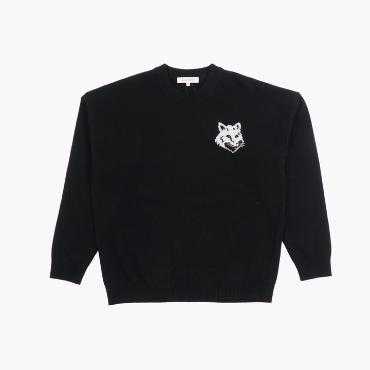 MAISON KITSUNÉ Black Sweater with Iconic Kitsuné Fox Emblem