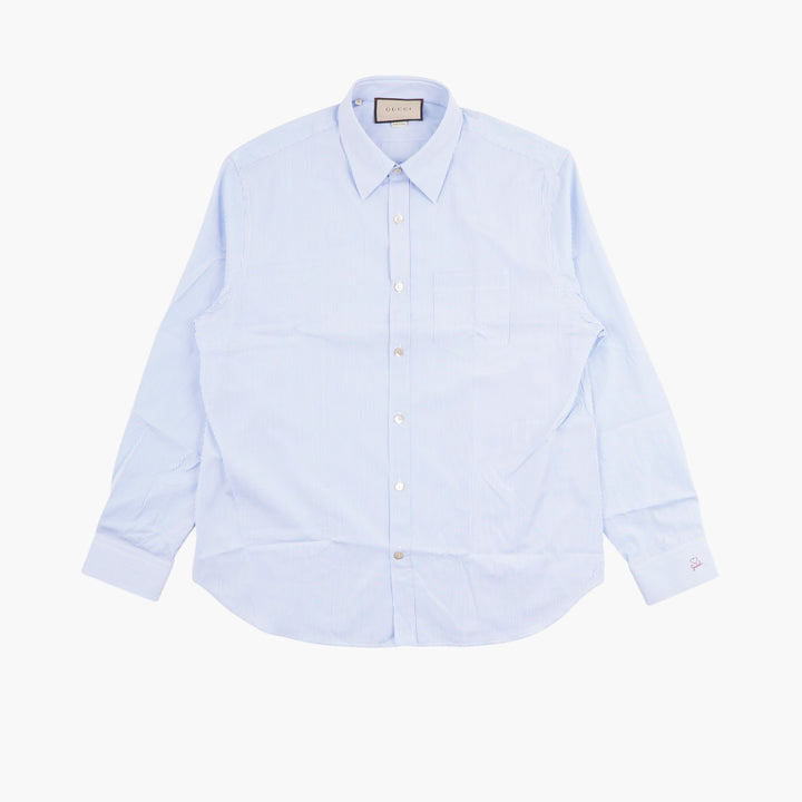 Gucci Elegante Camicia Azzurro Chiaro-Bianco - Made in Italy