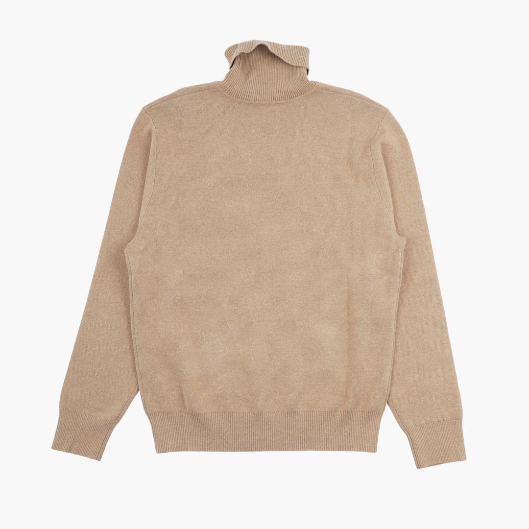 VERSACE Jeans Couture Turtleneck Sweater in Beige-Black with Iconic Logo