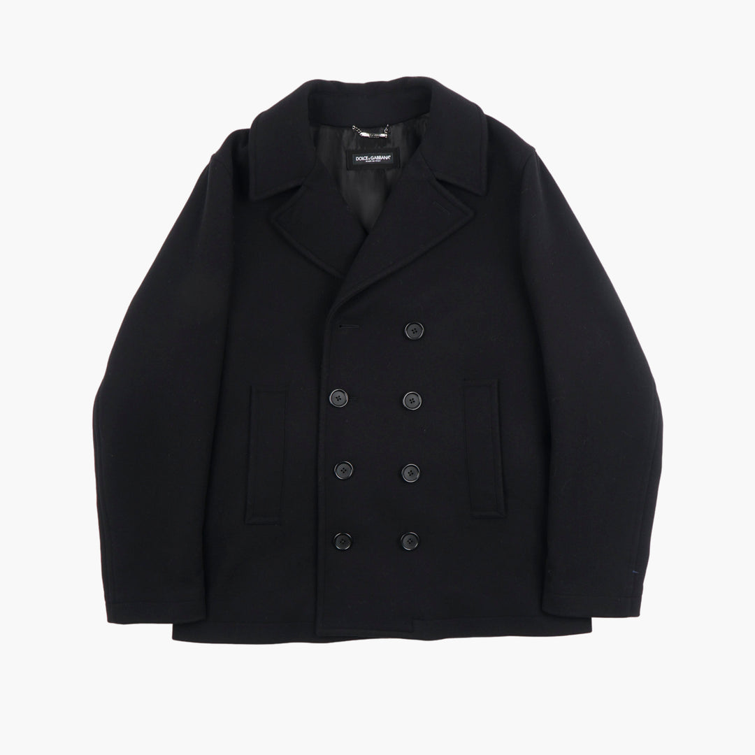 Dolce & Gabbana Nero Double-Breasted Coat Made in Italy