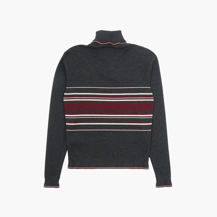 Dolce & Gabbana Dark Grey-Multi Striped Turtleneck Sweater - Made in Italy