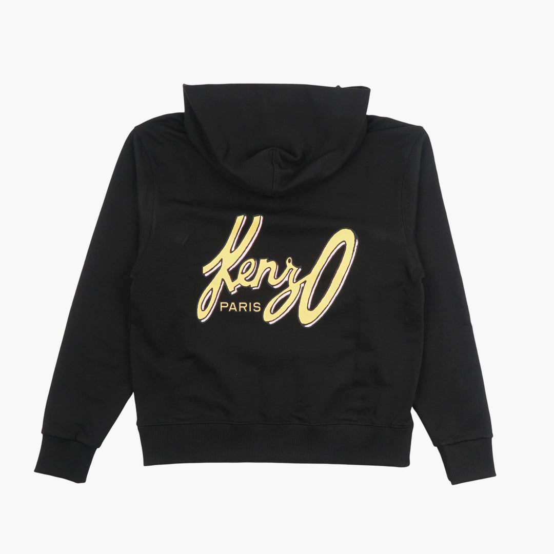 KENZO Black-Yellow Hoodie with Iconic Paris Logo