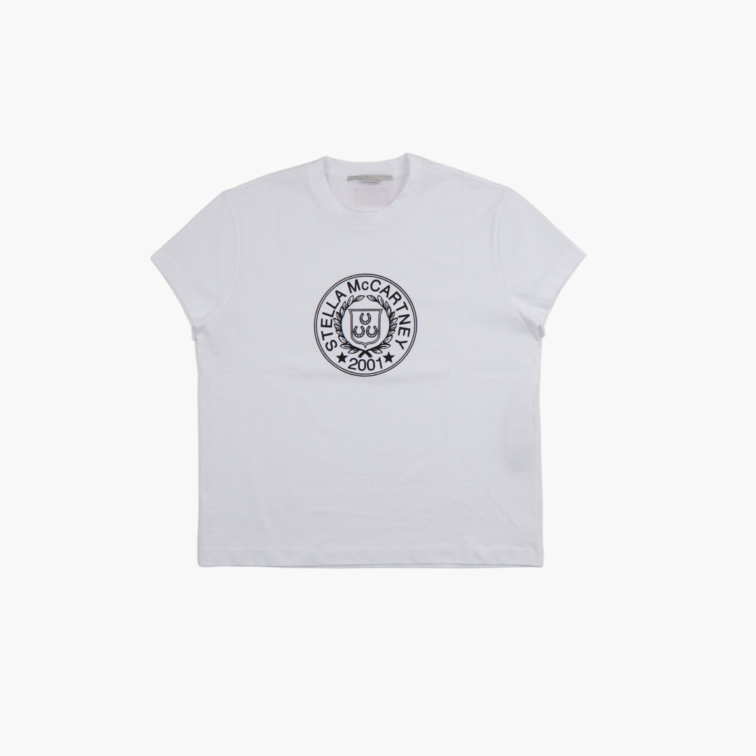 STELLA McCARTNEY Organic Cotton T-Shirt in White with Logo Print