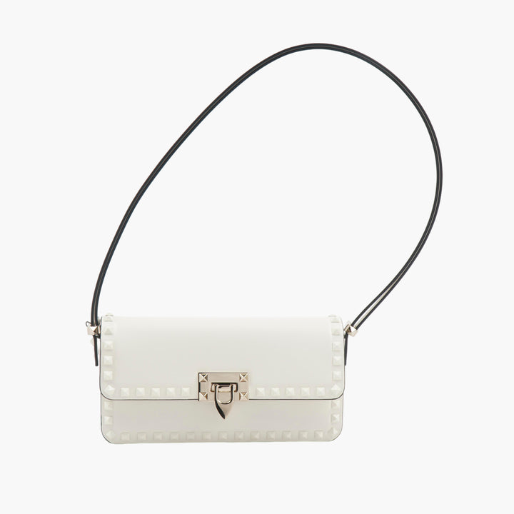 Valentino Rockstud Bag in White with Black Strap - Luxury Italian Design