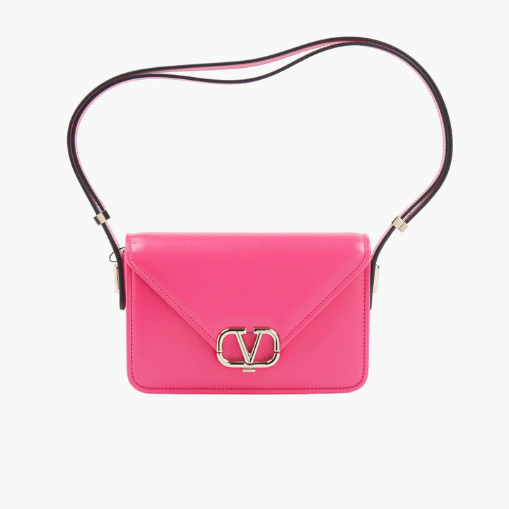 VALENTINO Fuxia Silver Bag with Iconic V-Logo - Made in Italy