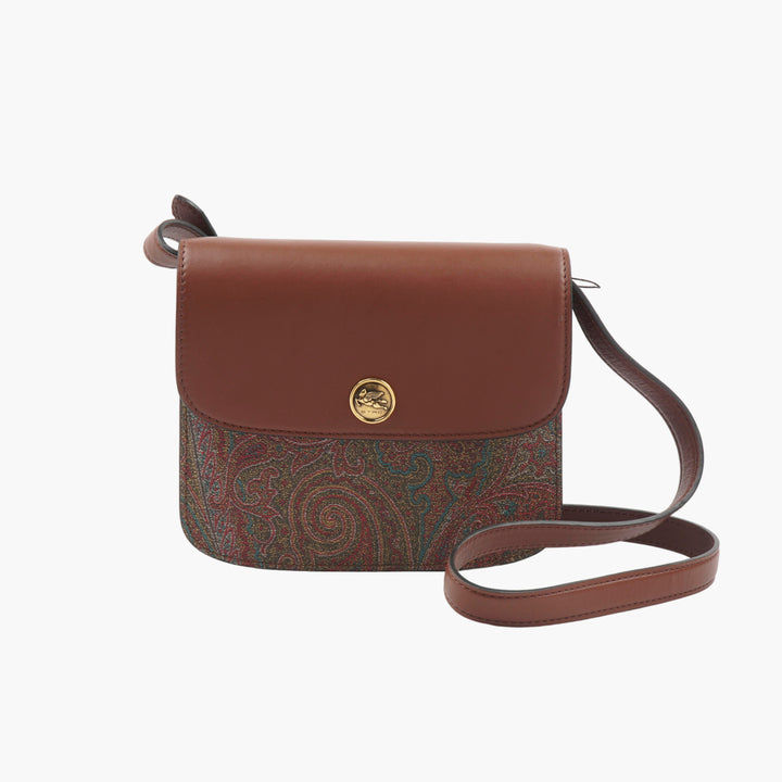 ETRO Paisley Pattern Shoulder Bag with Leather Accents - Brown-Multi