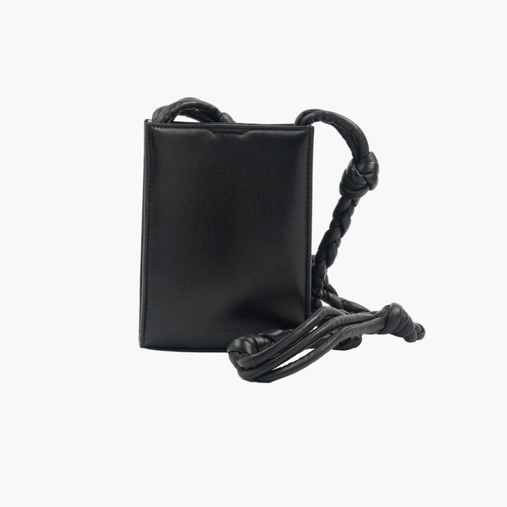 Jil Sander Black Leather Crossbody Bag with Braided Strap - Elegant & Functional Design